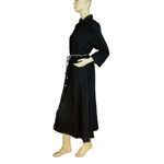 Francesca Bettini BLACK LINEN BLEND BUTTON DOWN SHIRT DRESS W/BELT (M) Photo 4