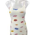 Unif NEW White Floral Knit Sleeveless Cami Camisole Mini Tank Bodycon Dress XS Photo 0