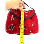 Vintage Tsunami Red Floral Wool Crossbody Bag With Black Trim & Zipper Closure Red Photo 9
