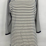 Talbots Black White Cotton Breton Stripe Nautical Boatneck Knit Tunic Sweater Photo 0