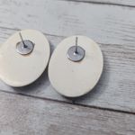 Vintage Stud Earrings For Pierced Ears Cream & Blue Retro Oval Photo 8