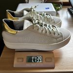P448 Thea Platform Mahlia Mixed Suede Leather Sneakers Gold Heel Women's 39 8.5 Photo 11