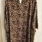 Chico's  tunic top‎ leopard print crewneck tie front slouchy. Large Photo 0