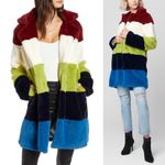 BLANK NYC NWT Super Nova Oversized Plush Faux Fur Striped Teddy Coat Jacket Boho Photo 1