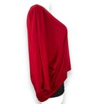 Boutique Womens Shirt Top Dolman Sleeve Pullover Hi Low Slouch Fit Red XXL Photo 2