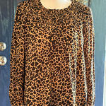 Crown & Ivy  Brown Black Peter Pan Collar Blouse NWT size Small Photo 0