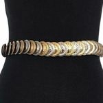 1970s Gold & Silver Tone Coin Disc Stretch Belt Photo 0
