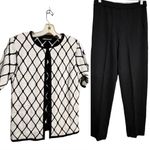 Vintage‎ Sag Harbor Dress Acrylic Sweater Pantsuit Black Photo 1