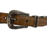 Brighton Black and Tan Croc Embossed Leather Reversible Belt Size Medium Photo 3
