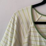Lake Green Yellow Stripe 3/4 Sleeve 100% Pima Cotton Pajama Shirt Women's Large Photo 2