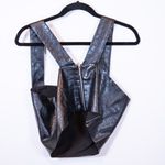 Saylor Faux Vegan Leather Croc Embossed Mini Party Cocktail Crop Top Black XL Photo 2