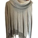 Michael Kors Woman's Ribbed Sweater Cowl Neck gray Fringed bottom‎ Size XL Photo 1