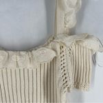ZARA  Cream Embroidered Ruffle‎ Trim Ribbed Knit Off The Shoulder Crop Top Size L Photo 8