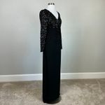 Ralph Lauren  Women's Formal Dress Size 8 Black Sequined Long Sleeve Sheath Gown Photo 1
