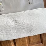 JOY Mangano Smart Chic pebbled Leather Double Decker Tote Taupe Purse Handbag Photo 5