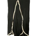 Hayden Women's L Tassle Fringe Trim Wide Leg Pallazo Pants Black Cream Boho New Photo 0