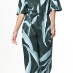 The Kit by Daniel Vosovic Aqua Jungle Light Cotton Slub Issa Jumpsuit Size S Blue Photo 0