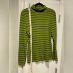 Lands' End  Size M Green Gray Stripe Long Sleeve Turtleneck Top Stretch Soft Photo 7