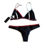 TAVIK Bikini Set Jett Top Jayden Bottom ColorBlock Black Swim Large NWT Photo 0