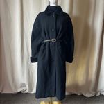 American Vintage Vintage Braetan Black Wool Long Coat Faux Fur Trim Made in Russia Size 10 Photo 7