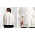 BKE  Cream Woven Mock Neck Jacket Linen Blend Lightweight Zip Adjustable Cuffs S Photo 9