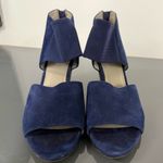 Eileen Fisher Back Zip Wedge Sandals Blue Suede Size 8.5 Photo 1