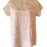 Lila Rose LILY ROSE Boho Light Pink Lace Short Sleeve Bohemian Top ~ Women's Size MEDIUM Photo 1