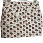 Forever 21 Women's M Denim Skirt White Floral Retro 70s Style Mini High Waisted Photo 1
