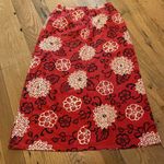 Harold’s Linen Maxi Skirt w Pockets Floral Red White Black Sz 6 Photo 6