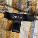 Drew  Tan Beige Brown Striped Linen Blend Button Down Ruffle Blouse Small EUC Photo 2