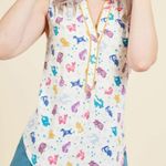 Modcloth  EUC Colorful Chinese Zodiac Animal Print Sleeveless Blouse Photo 0