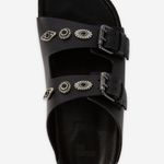 The Kooples Black Leather Buckled Sandals w/ Studs Size 5 US 36 EU NIB Slides Photo 0