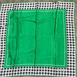 Yves Saint Laurent Vibrant Green and Checkered Silk Mini Scarf Photo 0