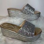 Silver Glitter Platform Shoes with Espadrille Sole Size 6 Photo 0