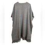Mystree  Light Grey Fringe Trim Open Poncho Photo 2