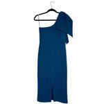 Dress the Population NWT  Tiffany One Shoulder Bow Midi Dress Peacock Blue Size M Photo 2