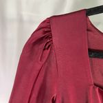 OnTwelfth Burgundy Belted Wide Leg Jumpsuit XL‎ Satin Puff Sleeve Formal Red Photo 10