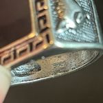 Fox pattern square obsidian S925 silver ring Size 8 Photo 8