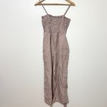 NEW House of Harlow 1960 Linen Gingham Jumpsuit Size Small NWT Tan Photo 1