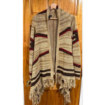 Ralph Lauren Lauren Jeans Fringe Southwestern Cardigan L/XL Linen Cotton Aztec Photo 1
