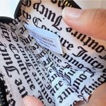 Juicy Couture Black Grey Faux Leather Signature Print Heart Shaped Wristlet Bag Photo 3