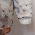 Knit Winter Cow Lover Beaded Yarn Animal Long Sleeve Pullover Crew Neck Sweater White Size M Photo 2