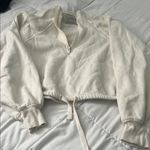 Urban Outfitters  Cream Quarter-Zip Cropped Sweatshirt Photo 0
