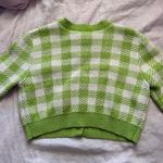 São Paulo Green/White Checkered Cropped Cardigan Green Size M Photo 7