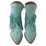 Free People Lawless Fringe Blue Suede Pointed Toe Zip Western Boots Booties Sz 6 Photo 1