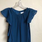 Parker Blue Asymmetrical Ruffle Mini Dress Photo 4