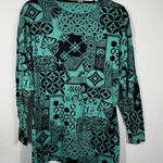 Mondi Vintage Long Sleeve Tunic Teal Blk Geometric Print Made in W Germany Sz 40 Green Size L Photo 0
