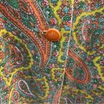 Vintage 60/70s Orange Yellow Paisley Flannel Robe Housecoat Nightgown Size L Size L Photo 4