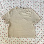 Pretty Little Thing  ribbed cream beige boxy crop top Photo 0