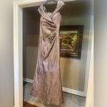 TERI JON BRONZE METALLIC JACQUARD PORTRAIT OFF SHOULDER GOWN 12 Brown Photo 8